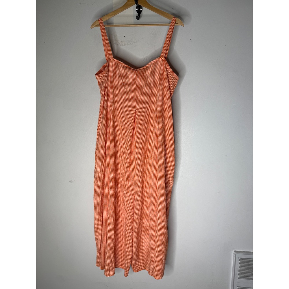 Cut Loose Orange Gingham Wide Leg Jumpsuit L/XL Sleeveless Seersucker 6122083